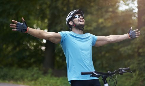 Cyclist on the finish line